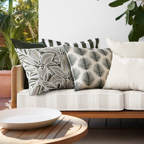 Noosa Stripe SAGE Outdoor Cushion 50 x 50cm by Zaab Online now