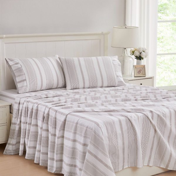 Heacham Stripe Truffle Sheet Set by Laura Ashley Sale