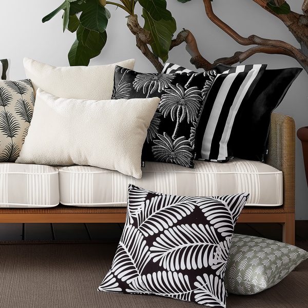 Noosa Stripe BLACK Outdoor Cushion 50 x 50cm by Zaab Online