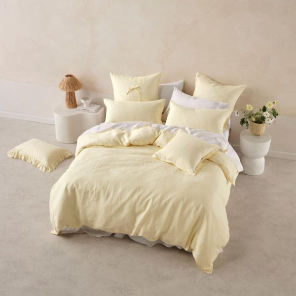 Nimes Lemon Quilt Cover Set by Linen House Cheap