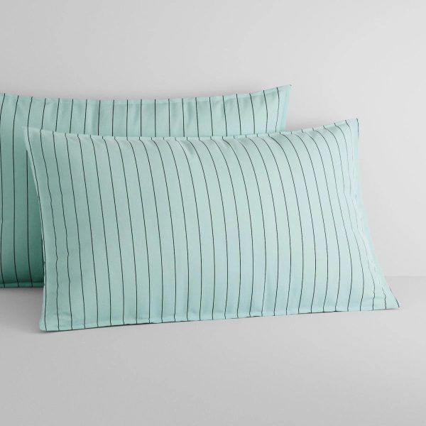 Bayley Stripe Washed Percale Quilt Cover Set CLEAR BLUE by Sheridan Fashion