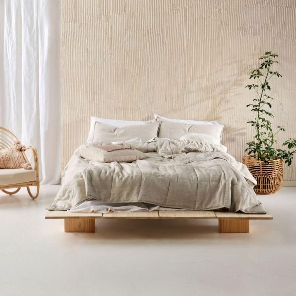 Nimes Natural Linen Quilted Coverlet by Linen House Fashion