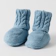 Cable Knit Blue Booties by Jiggle & Giggle Hot on Sale