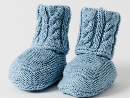 Cable Knit Blue Booties by Jiggle & Giggle Hot on Sale