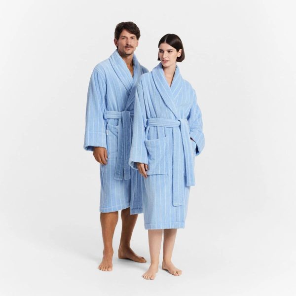 AVEN Australian Cotton Bath Robe SKYLIGHT STRIPE by Sheridan Hot on Sale