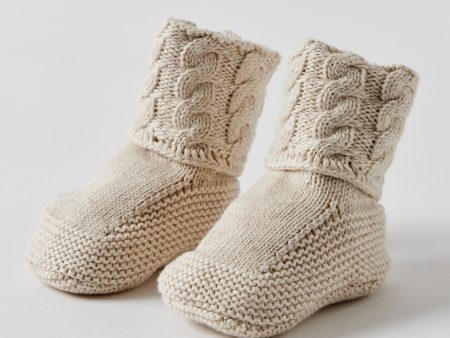 Cable Knit Natural Booties by Jiggle & Giggle Online Hot Sale