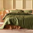 Nimes Moss Linen Quilted Coverlet by Linen House Online Sale