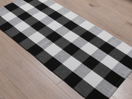 Cotton checkered front door rug, underlay Sale