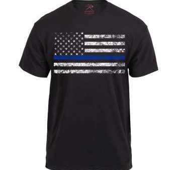 Thin Blue Line T-Shirt Half Sleeves 100% Cotton For Sale