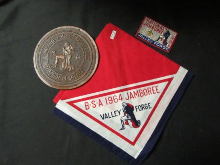 1964 National Jamboree Leather and Cloth Pocket Patches, & Neckerchief Sale