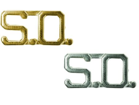 Cut out Letter Collar pin, S.O., P.D., F.D. Supply